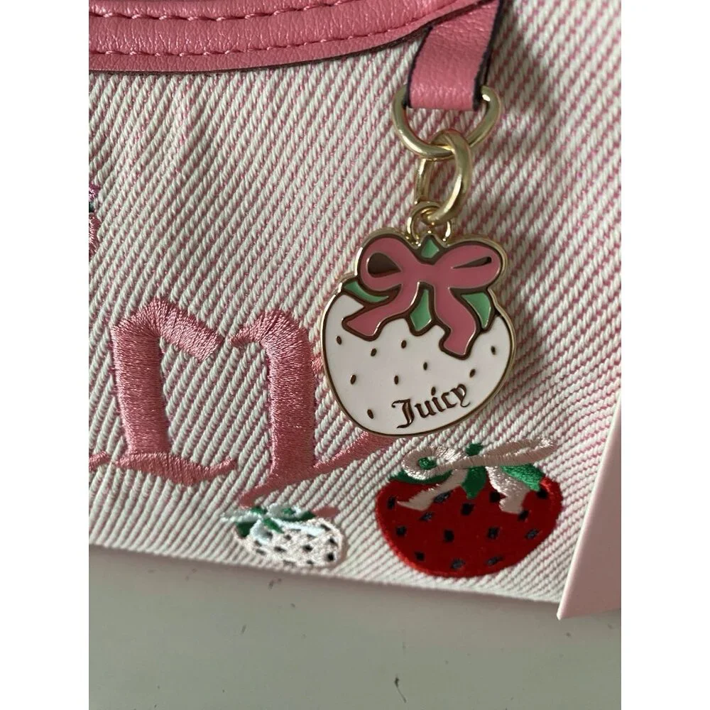Juicy Couture Berry Sweet Hobo‎ Shoulder Bag Pink Strawberry With Charm NEW